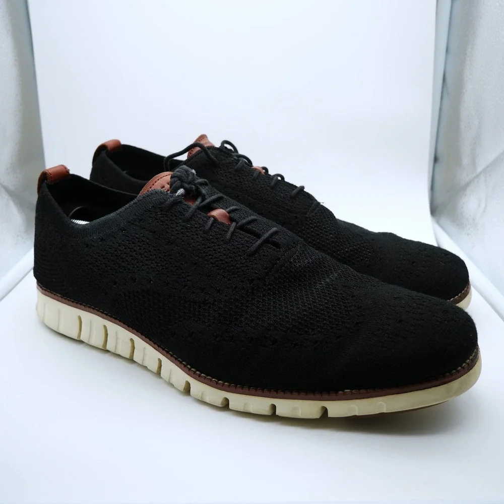 Cole Haan Zerogrand Stitchlite Wingtip Oxford Mens 14M Black Knit C24948